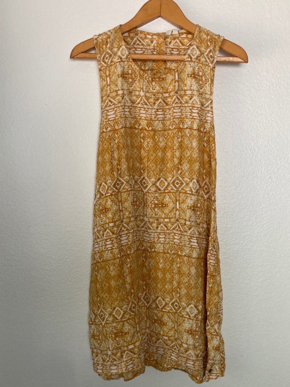 Roxy Women's Yellow Geometric Sleeveless Mini Dress Medium Beach Vacation